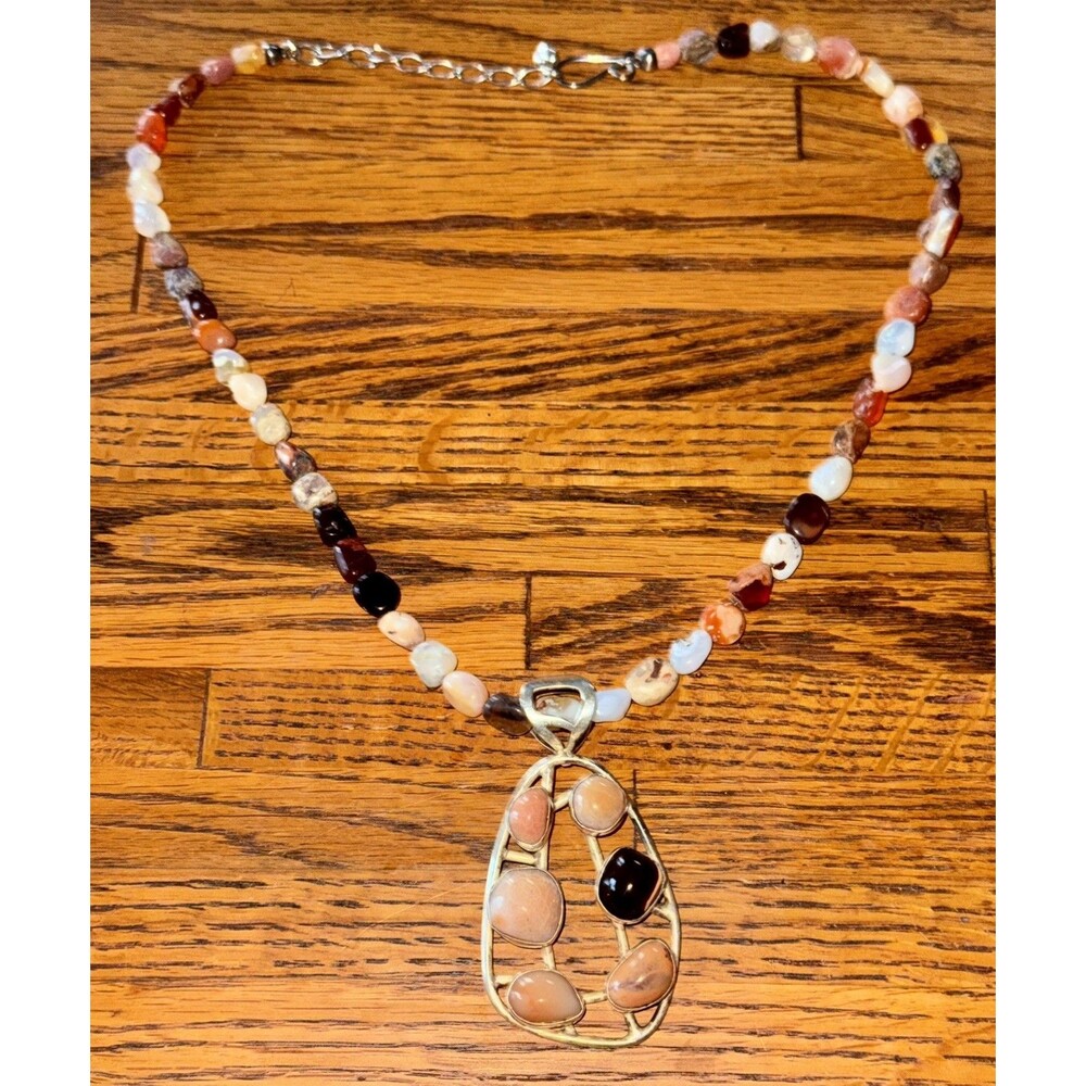 Jay King Carnelian Faceted Beaded Necklace & Pendant Sterling Silver 925 18”